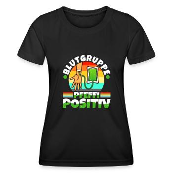 Blutgruppe Pfeffi Positiv - Frauen Funktions-T-Shirt - Schwarz - Vorne - AI Model Female 172 light (172cm)
