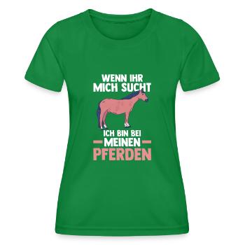 Pferd Reiten Bauernhof Bauer Pferdebesitzer Pferde - Frauen Funktions-T-Shirt - Kelly Green - Vorne - AI Model Female 172 dark (172cm)