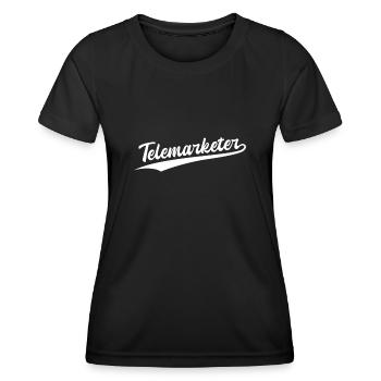 Retro Swoosh Job - Telemarketer - Women's Functional T-Shirt - black - Front - AI Model Female 172 light (172cm)