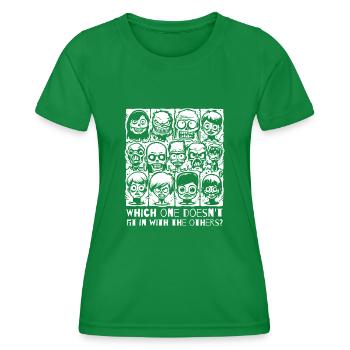 Quel monstre ne rentre pas dans cette image ? Un quiz - T-shirt sport Femme - vert - Devant - AI Model Female 172 dark (172cm)