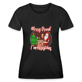 Joyeux saoul, je suis Noël - T-shirt sport Femme - noir - Devant - AI Model Female 172 light (172cm)