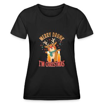 Merry Drunk In Christmas - Women's Functional T-Shirt - black - Front - AI Model Female 172 light (172cm)