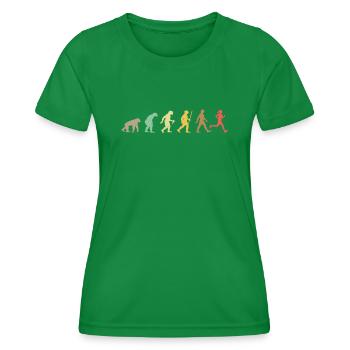 Run Retro Running Evolution Funny Runner Marathon - Women's Functional T-Shirt - kelly green - Front - AI Model Female 172 dark (172cm)