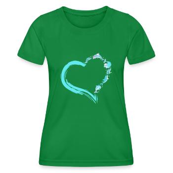 Dolphin Heart - Frauen Funktions-T-Shirt - Kelly Green - Vorne - AI Model Female 172 dark (172cm)