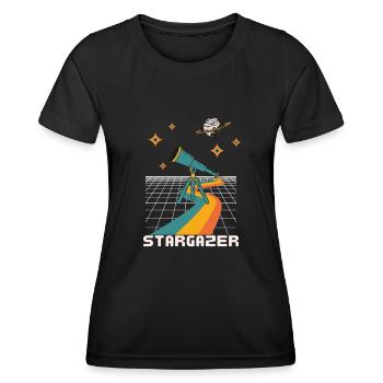 Sterngucker Astronomie Retrofutiristik Nachthimmel - Frauen Funktions-T-Shirt - Schwarz - Vorne - AI Model Female 172 light (172cm)