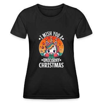 Je vous souhaite un Noël de Licorne - T-shirt sport Femme - noir - Devant - AI Model Female 172 light (172cm)