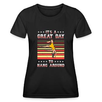 Circus, Aerial Silks, Aeralist, Acrobatics, Trapeze - Women's Functional T-Shirt - black - Front - AI Model Female 172 light (172cm)