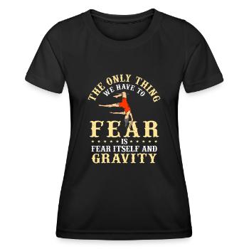 Cirque, Tissus aériens, Aériste, Acrobatie, Trapèze - T-shirt sport Femme - noir - Devant - AI Model Female 172 light (172cm)