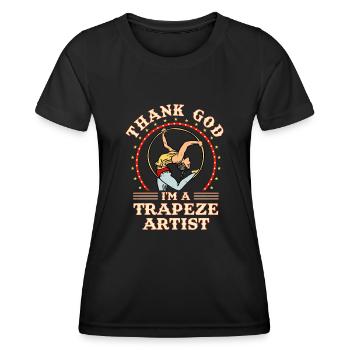 Cirque, Tissus aériens, Aériste, Acrobatie, Trapèze - T-shirt sport Femme - noir - Devant - AI Model Female 172 light (172cm)