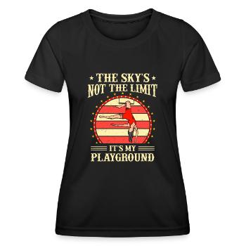 Cirque, Tissus aériens, Aériste, Acrobatie, Trapèze - T-shirt sport Femme - noir - Devant - AI Model Female 172 light (172cm)