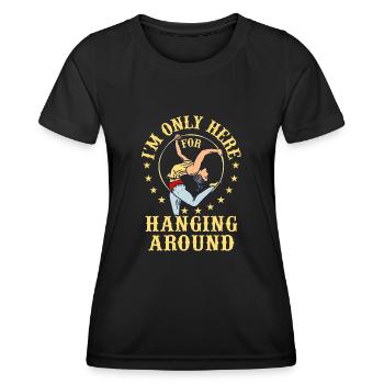 Cirque, Tissus aériens, Aériste, Acrobatie, Trapèze - T-shirt sport Femme - noir - Devant - AI Model Female 172 light (172cm)
