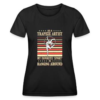 Cirque, Tissus aériens, Aériste, Acrobatie, Trapèze - T-shirt sport Femme - noir - Devant - AI Model Female 172 light (172cm)