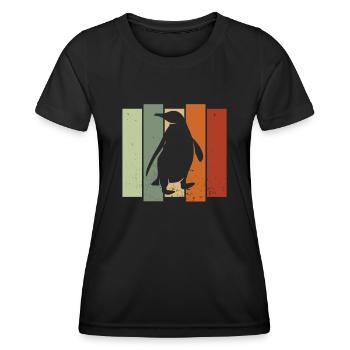 Penguin Retro Animal Penguin Lover Antarctica - Women's Functional T-Shirt - black - Front - AI Model Female 172 light (172cm)