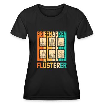 Philatelie Briefmarkensammlung Briefmarkensammler - Frauen Funktions-T-Shirt - Schwarz - Vorne - AI Model Female 172 light (172cm)