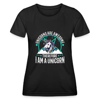 Les licornes sont géniales, donc je suis une licorne - T-shirt sport Femme - noir - Devant - AI Model Female 172 light (172cm)
