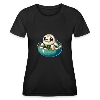 Sea Animal, Sea Animal, Ocean, Miso, Soup, Seal - Women's Functional T-Shirt - black - Front - AI Model Female 172 light (172cm)