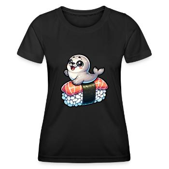 Sea Animal, Sea Animal, Ocean, Sushi-eater, Seal - Women's Functional T-Shirt - black - Front - AI Model Female 172 light (172cm)