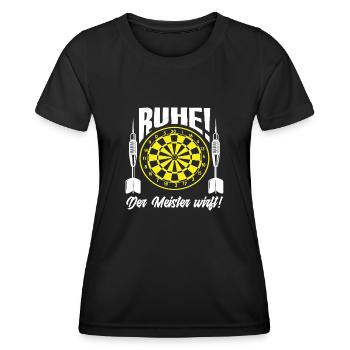 Ruhe Der Meister Wirft Dart Dartspieler - Frauen Funktions-T-Shirt - Schwarz - Vorne - AI Model Female 172 light (172cm)