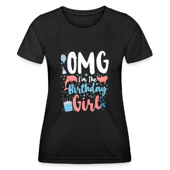 Dauphin Anniversaire Omg Je suis le - T-shirt sport Femme - noir - Devant - AI Model Female 172 light (172cm)