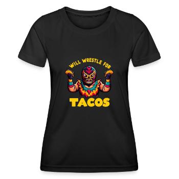 Mexican Wrestling Wrestler Lucha Libre Taco - Women's Functional T-Shirt - black - Front - AI Model Female 172 light (172cm)