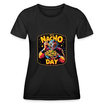 Mexikanischer Wrestling-ringer Lucha Libre Nacho - Frauen Funktions-T-Shirt - Schwarz - Vorne - AI Model Female 172 light (172cm)