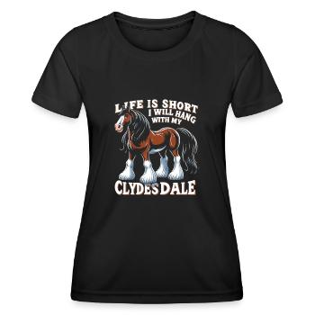 Draught Horse Lovers Giant Horse Breed Clydesdale - Women's Functional T-Shirt - black - Front - AI Model Female 172 light (172cm)
