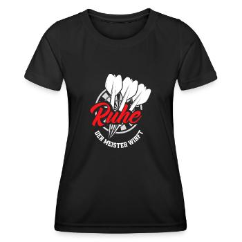 Calm The Master Throws Dart Dart Player - Women's Functional T-Shirt - black - Front - AI Model Female 172 light (172cm)
