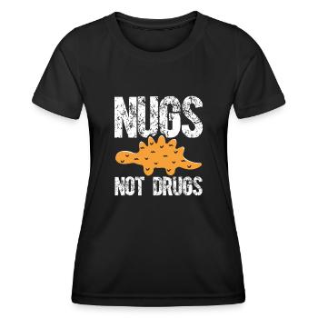 Dino nuggets Statt Drogen - Frauen Funktions-T-Shirt - Schwarz - Vorne - AI Model Female 172 light (172cm)