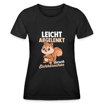 Leicht Abgelenkt Durch Eichhörnchen - Frauen Funktions-T-Shirt - Schwarz - Vorne - AI Model Female 172 light (172cm)
