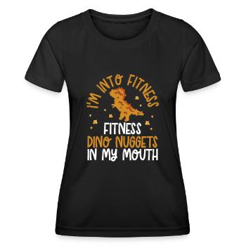 Dino nuggets In Meinem Mund - Frauen Funktions-T-Shirt - Schwarz - Vorne - AI Model Female 172 light (172cm)