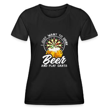 Beer Drinking Darts Dart Players - Women's Functional T-Shirt - black - Front - AI Model Female 172 light (172cm)