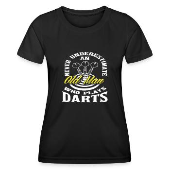 Dart Alter Mann Hobby Dartspieler - Frauen Funktions-T-Shirt - Schwarz - Vorne - AI Model Female 172 light (172cm)