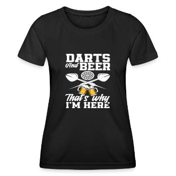 Dart Und Bier Deshalb Bin Ich Hier - Frauen Funktions-T-Shirt - Schwarz - Vorne - AI Model Female 172 light (172cm)