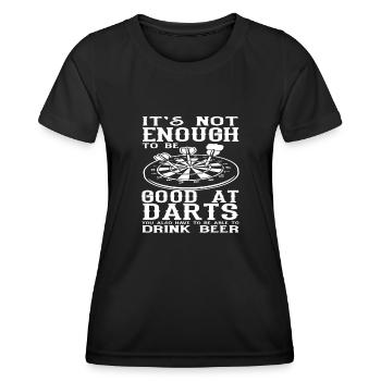 Dart Guter Dartspieler Bier Trinker - Frauen Funktions-T-Shirt - Schwarz - Vorne - AI Model Female 172 light (172cm)