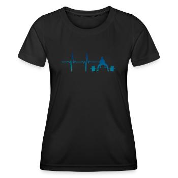 Silhouette de soulevé de terre Heartbeat - T-shirt sport Femme - noir - Devant - AI Model Female 172 light (172cm)