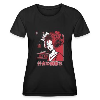 芸者の優雅さ : La grâce d’une geisha - T-shirt sport Femme - noir - Devant - AI Model Female 172 light (172cm)