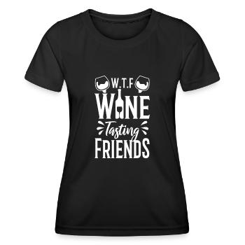 WTF Wine Tasting Friends - Women's Functional T-Shirt - black - Front - AI Model Female 172 light (172cm)