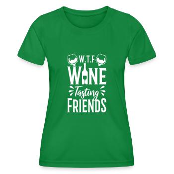 WTF Wine Tasting Friends - Women's Functional T-Shirt - kelly green - Front - AI Model Female 172 dark (172cm)