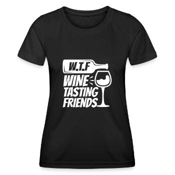 WTF Wine Tasting Friends - Women's Functional T-Shirt - black - Front - AI Model Female 172 light (172cm)