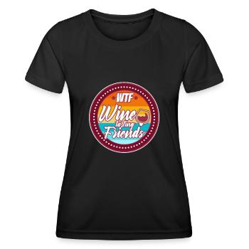 WTF Wine Tasting Friends - Women's Functional T-Shirt - black - Front - AI Model Female 172 light (172cm)