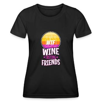 WTF Wine Tasting Friends - Women's Functional T-Shirt - black - Front - AI Model Female 172 light (172cm)