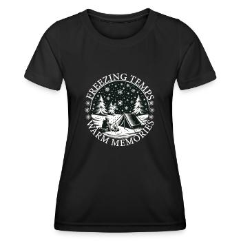 Camper Camp d’hiver Tente Camping - T-shirt sport Femme - noir - Devant - AI Model Female 172 light (172cm)