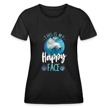Dauphin C’est mon visage heureux - T-shirt sport Femme - noir - Devant - AI Model Female 172 light (172cm)