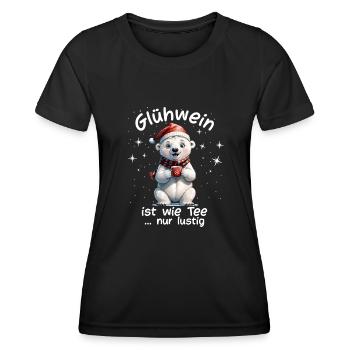 Weihnachtsmarkt witzige Glühwein trinken Sprüche - Frauen Funktions-T-Shirt - Schwarz - Vorne - AI Model Female 172 light (172cm)