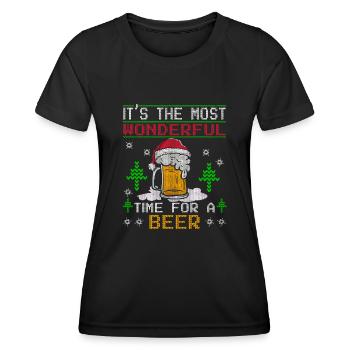 Weihnachten Bier Weihnachtsbier Prost Lustig Humor - Frauen Funktions-T-Shirt - Schwarz - Vorne - AI Model Female 172 light (172cm)