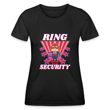 Bague de sécurité Mariage - T-shirt sport Femme - noir - Devant - AI Model Female 172 light (172cm)
