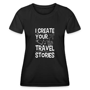 Je crée vos récits de voyage Agence de voyages - T-shirt sport Femme - noir - Devant - AI Model Female 172 light (172cm)