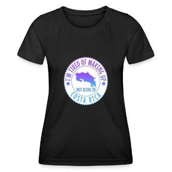 Je suis fatigué de me réveiller et de ne pas être au Costa Rica - T-shirt sport Femme - noir - Devant - AI Model Female 172 light (172cm)
