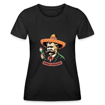 Philosophe Nietzsche Sombrero mexicain Buenas - T-shirt sport Femme - noir - Devant - AI Model Female 172 light (172cm)