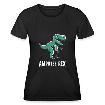 Jambe prothétique Amputee Rex Tyrannosaurus - T-shirt sport Femme - noir - Devant - AI Model Female 172 light (172cm)